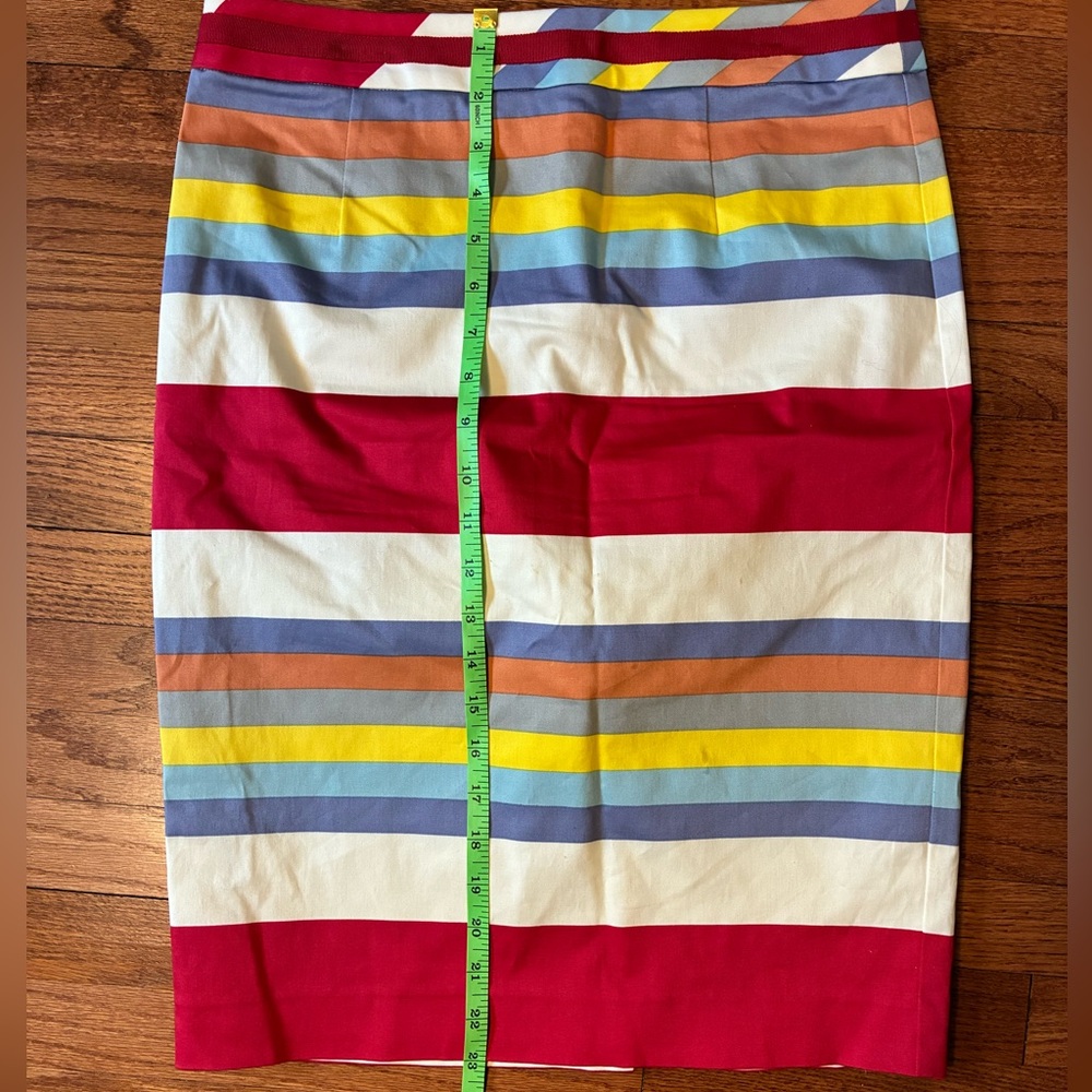 Boden Red Stripe Pencil Skirt Lined Stretch Back Zip Cotton Stretch Sz 10 - Picture 9 of 11